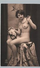 NUDE WOMAN HOLDING VASE 1910s paris france real photo postcard rppc p.c. risque picture