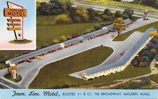 Malden Massachusetts~Town Line Motel~1950s Artist Rendering~Aerial View Postcard picture