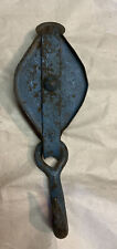 VTG Rustic Cast Iron Block & Tackle Pulley Hook Size 6” Blue Color. picture