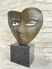 Art Deco Modern Art Faces by Picasso Bronze Sculpture Marble Base Figurine Sale picture