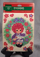 Vintage Hallmark Raggedy Ann Doll Stickers Christmas Holiday Wreath - 1978 picture