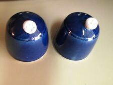 WILTON POTTERY SALT & PEPPER SHAKERS NAVY BLUE / STOPPERS SIGNED BY ARTIST picture