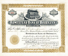 E. L. Rockefeller - Homestead Bank of Brooklyn - Stock Certificate - Autographed picture