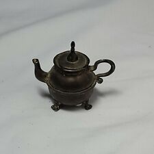 Vintage  Pewter Miniature Teapot Rare Bell Footed Stamped Lunt USA EP Server picture