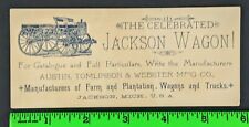 Vintage 1890 Austin Tomlinson Webster Wagon Jackson Michigan Calendar Trade Card picture