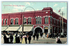 1909 Crowd Scene Conrad Block Kalispell Montana MT Antique Posted Postcard picture