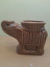 Vintage Glazed Ceramic Egyptian Elephant Planter. Measures 6