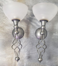 Partylite Grand Paragon Frosted Wall Sconces Set of 2 Gunmetal Retired picture