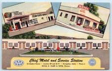 MONTPELIER, Idaho ID ~ Roadside CHIEF MOTEL & GAS STATION c1940s Linen Postcard picture