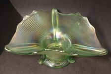 Antique Northwood Ice Green (lime iridescent) Carnival Glass Drapery Candy Dish picture