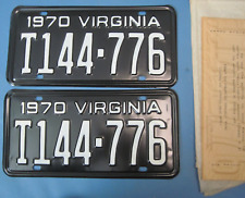 New never used  Pair 1970 Virginia License Plates excellent DMV clear for YOM picture