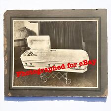 ANTIQUE Victorian 1900s POST MORTEM Mounted 8x10 CABINET PHOTO Very FANCY COFFIN picture