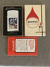 2 Sided 1969 Apollo Moon Landing Vintage Zippo Lighter W/Box NASA Town & Country picture