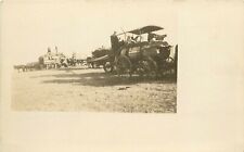 c1907 RPPC Wheat Harvest Scene, Steam Engine w/ Belt, Horsedrawn Wagons picture