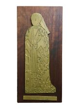 Lady Elizabeth Verney Brass Grave Rubbing Wood Mounted Plaque Made In England picture