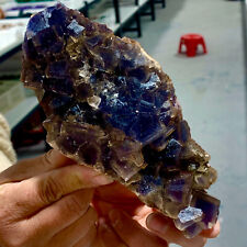 1.37LB Natural BLUE cubic Fluorite Crystal Cluster mineral sample picture