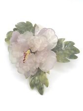 Jadeite Lilac White Flower Green Leaves Decorative Wall Hanging Figurine 6