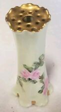  Vintage  Hand Painted Roses Gold Trim HAT PIN HOLDER  4.75