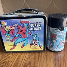 Marvel Comics Super Heroes Metal Lunch Box With Thermos picture