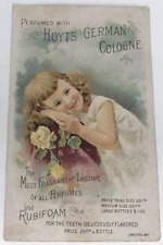Vintage Victorian Trade Card ~ 1891 HOYTS GERMAN COLOGNE and RUBIFOAM picture