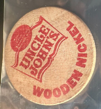 Vintage Uncle John's Family Restaurant Wooden Nickle Good For Cup of Coffee picture