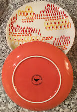 Anthropologie Dessert Plate Dish Abstract Dots Bird JAPAN Orange Red Yellow (1) picture