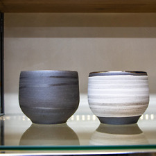 Shigaraki ware | pottery tumbler | Japanese Teacup sets (black & white) picture
