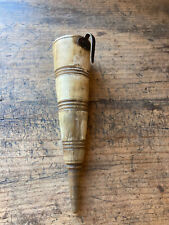Fantastic Antique primitive turned horn cup with wrought iron clip picture