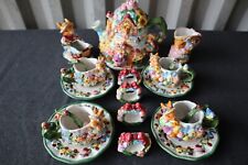 Vintage 20 Piece Springtime Bunny Ceramic Tea Set Mercuries 1999 picture