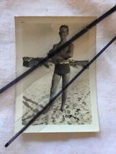 Vintage Photo Gay interest 1940s swim trunks muscles bulge blonde Australian picture