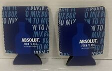 ABSOLUT Vodka Born To Mix Koozie Slim Can Blue Neoprene 3 7/8 In 2 Pack picture