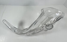 Vintage Duncan & Miller “Sanibel” Clear Depression Glass Cornucopia Vase 14” picture