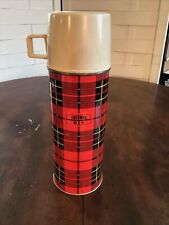 Vintage 1973 Thermos Red Plaid King Steely 22F Bottle 722 Stopper 22A63 Cup picture
