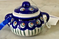 Andar Unikat Polish Ceramic Sugar Bowl Ornament, Hand-Painted, NWT picture