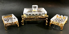 MATSON 1950's 3-PIECE SET:  CIGARETTE HOLDER AND TWO ASHTRAYS PLATED W CHERUBS picture