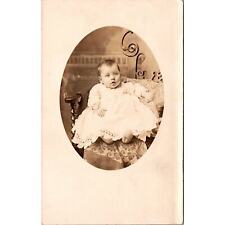 RPPC Baby with Beautiful Eyes In Oval Frame KRUXO Vintage Postcard Unposted picture