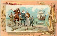 Tuck Thanksgiving Day Postcard 175. Pilgrims Arrive on Shore, Corn Vignette picture