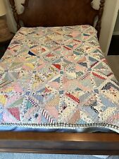 Charming Vintage 78”  X 62” Twin Bed Size Patchwork Quilt picture