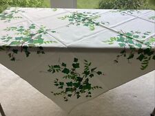 VINTAGE 50’s WILENDUR TAG GREEN ENGLISH IVY TABLECLOTH 52” By 48” COLLECTORS PCS picture