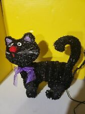 VTG HALLOWEEN Black Cat Fiber Optic Motion Cat Decor Animation Light Up Movement picture
