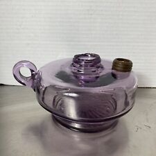 Antique RARE Late 1800s Amethyst Manganese Glass Oil Lamp W/Finger Loop Purple picture