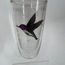 Vintage Tervis Insulated Drink Tumbler Humming Bird Green Purple Tall picture