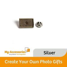 Blank Metal Pin Badge 21 x 13mm Rectangle Photo Insert with Silver or Gold Body picture
