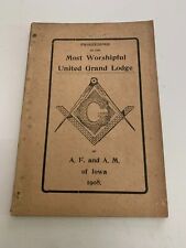 1908 Masonic Proceedings Most Worshipful United Grand Lodge A.F. & A.M Iowa Book picture
