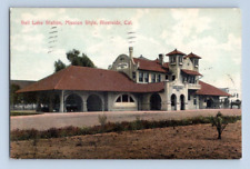 1907. RIVERSIDE, CA. SALT LAKE STATION. MISSION STYLE. POSTCARD. DC25 picture