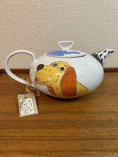 Helina Tilk Hand Painted Dog And Cat Ceramic Teapot From Estonia New With Tag picture
