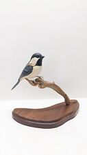 Vintage Hand Carved Wooden Black-Capped Chickadee Bird Figurine Cabin Core picture