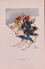 Vintage Postcard~children Skiing~Aina Stenberg Lappland. P004 picture