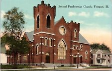 C.1910s Freeport IL Second Presbyterian Church Unused Illinois Postcard A427 picture