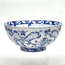 Vintage Blue White Chinoiserie Porcelain Centerpiece Floral Design 10